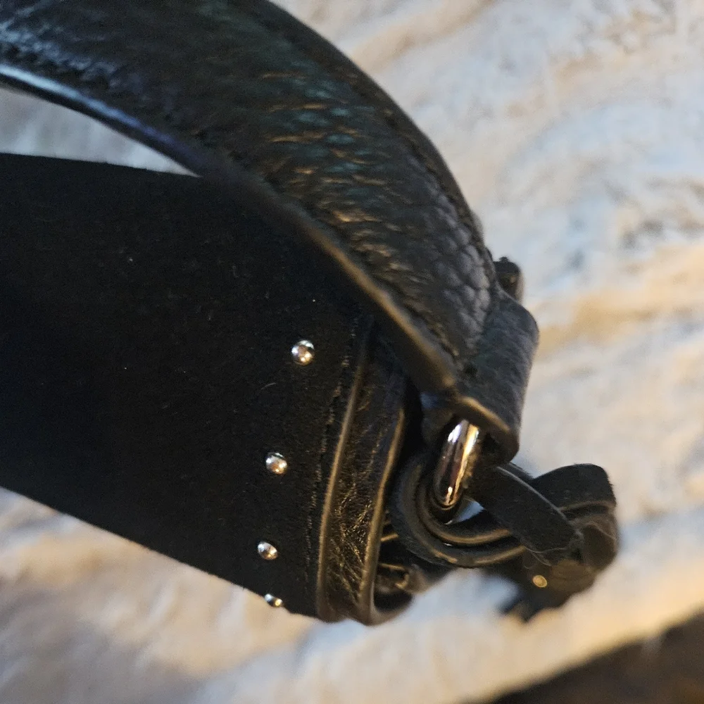 Kate Spade Black Suede Crossbody Bag Silver Studs & Tassel